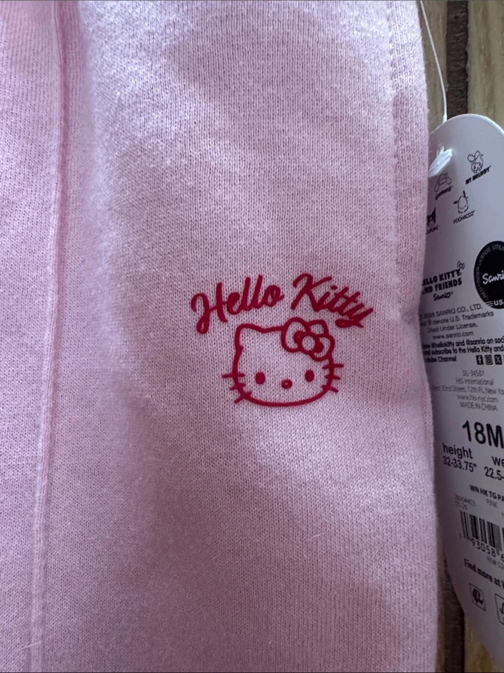 wonder nation Light Pink Hello Kitty Sweatpants with Red Drawstring